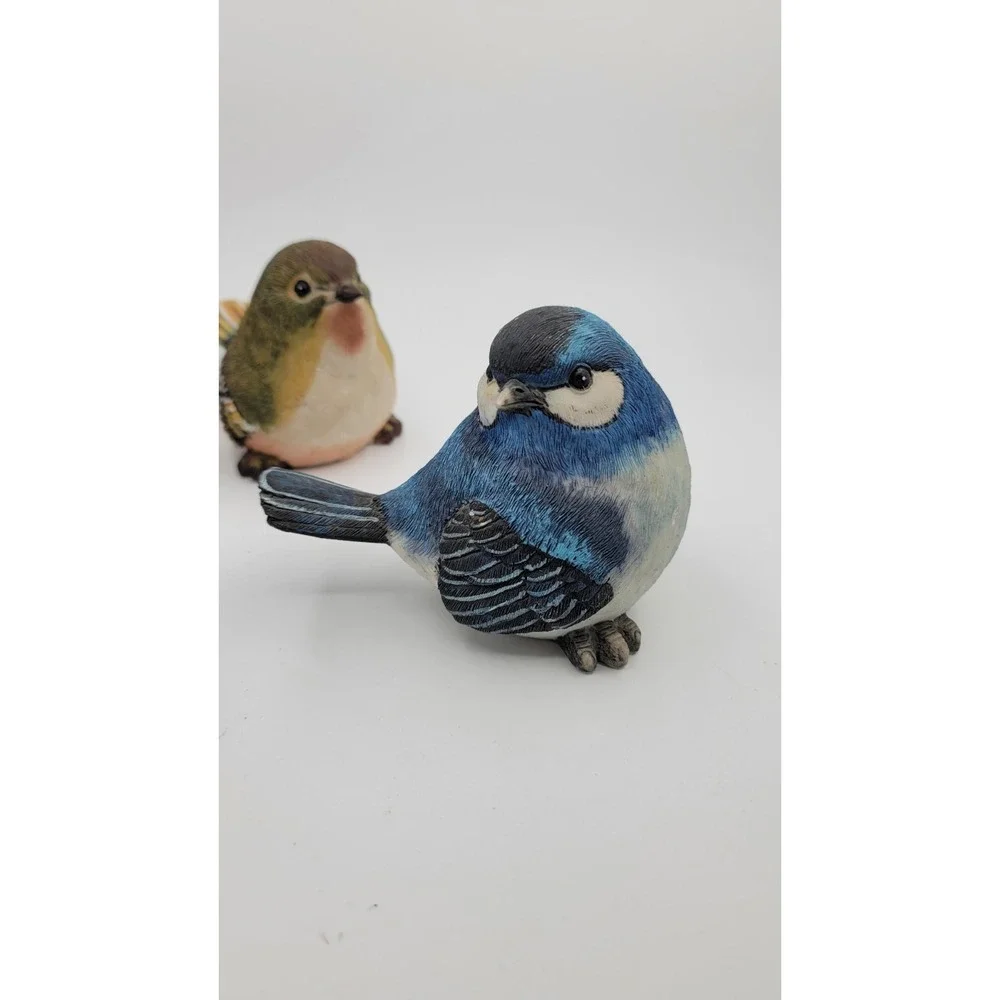 Set Of 5 Lovely Resin Colorful Bird Blue Figurines Cardinal Warbler
